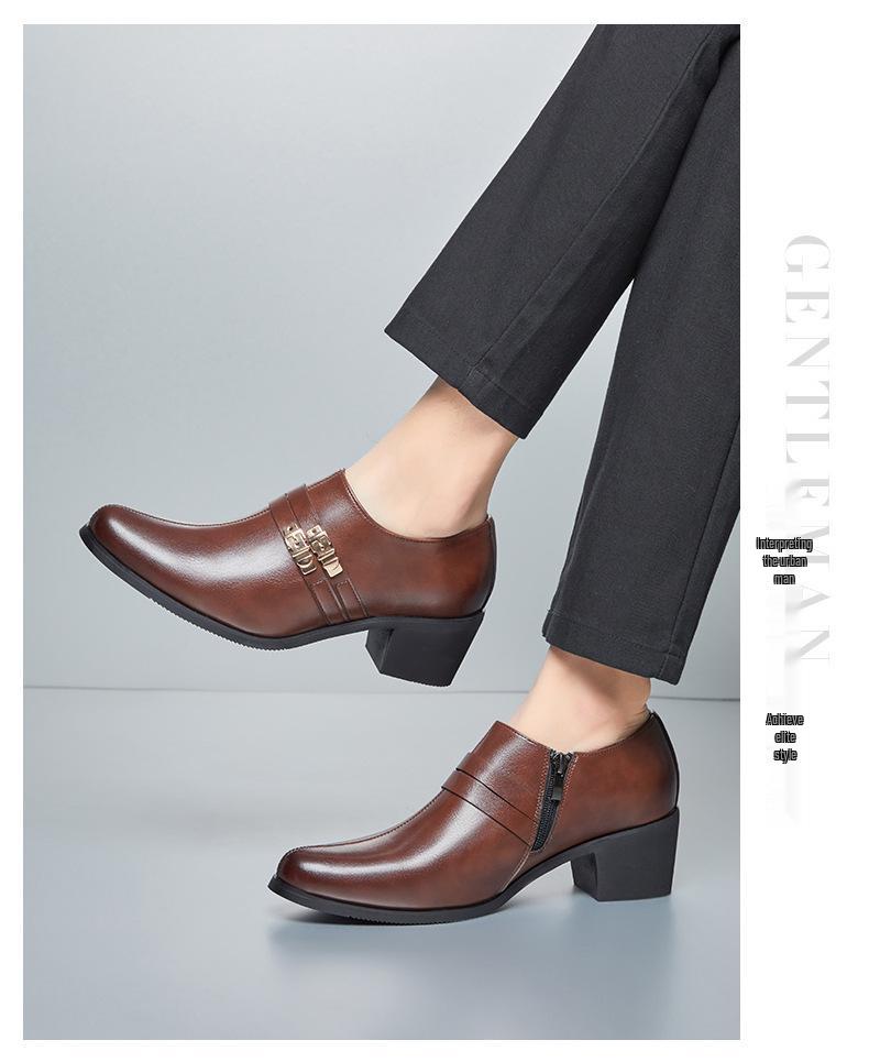 Men's New Arrival Pointed Toe Cuban Shoes - Large Size Casual & Formal Leather Heels for Weddings and Business.