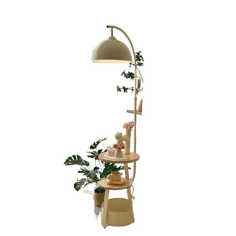 Nordic Cream Floor Lamp with Shelf - Modern Living Room, Study, Bedroom & Bedside Vertical Table Lamp