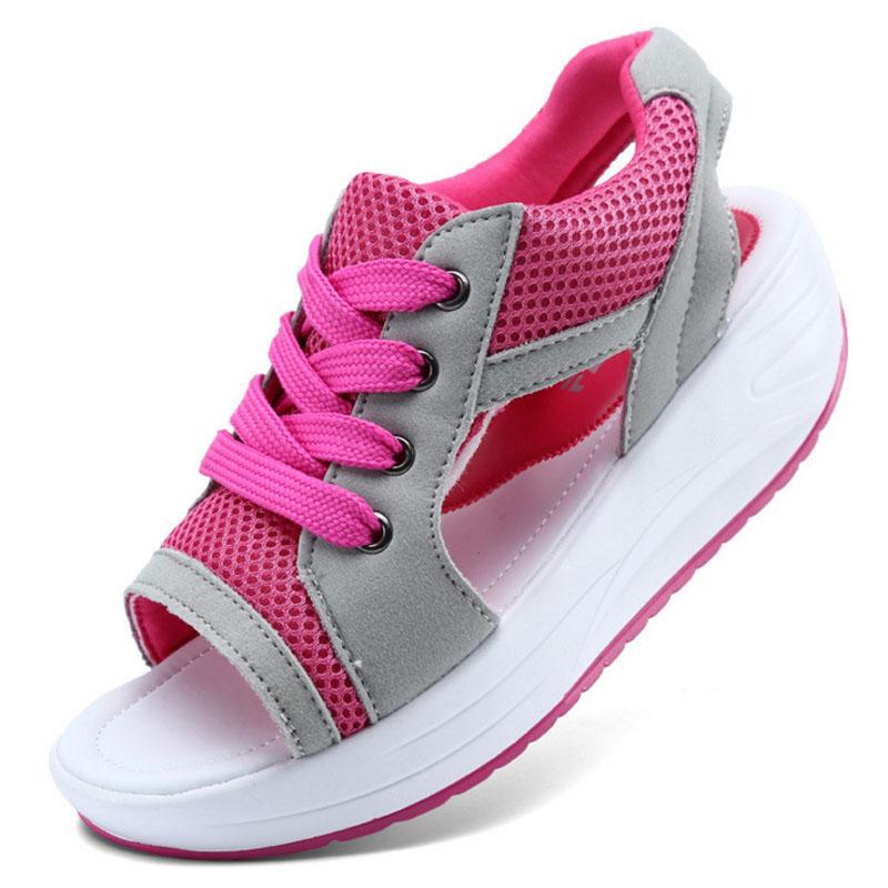 Women Wedges Sandals Mesh Casual Summer Shoes Woman Peep Toe Platform Sandals Plataformas Mujer Sandalias Ladies Shoes WSH3282