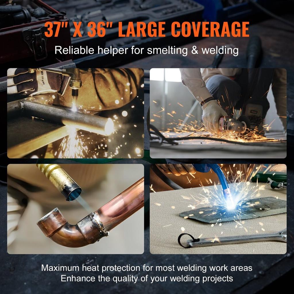 Carbon Felt Welding Blanket 4 Pack, 37" X 36" Flame Retardant Welding Blanket, Up To 1800°F Heat Resistant Blanket Set, Cuttable Carbon Fiber Fire