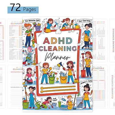 DEHB Yetişkinler Kadınlar Çocuklar İçin Temizlik Planlayıcısı, Ev İçi Günlük Temizlik Programı ve Kontrol Listesi Düzenleyici Not Defteri