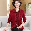 Modischer Patchwork-Strickjacke für Frauen mittleren Alters & ältere Frauen, Übergröße, Gestricktes Herbst/Winter Zweiteiler-Set