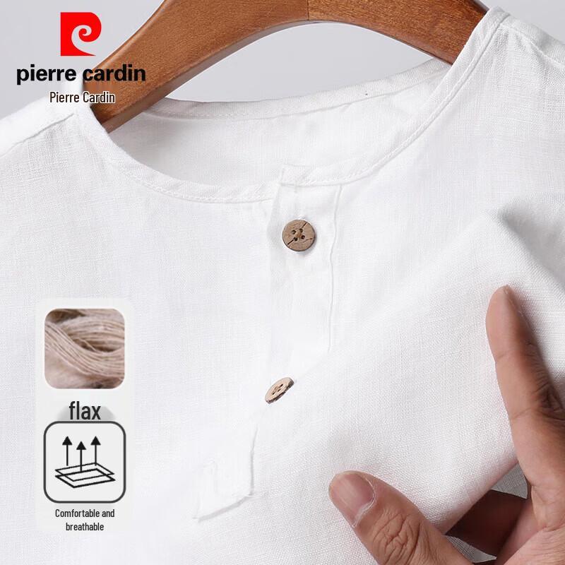 

Pierre Cardin Men s 100% Linen Round Neck Short Sleeve T-Shirt 2XL