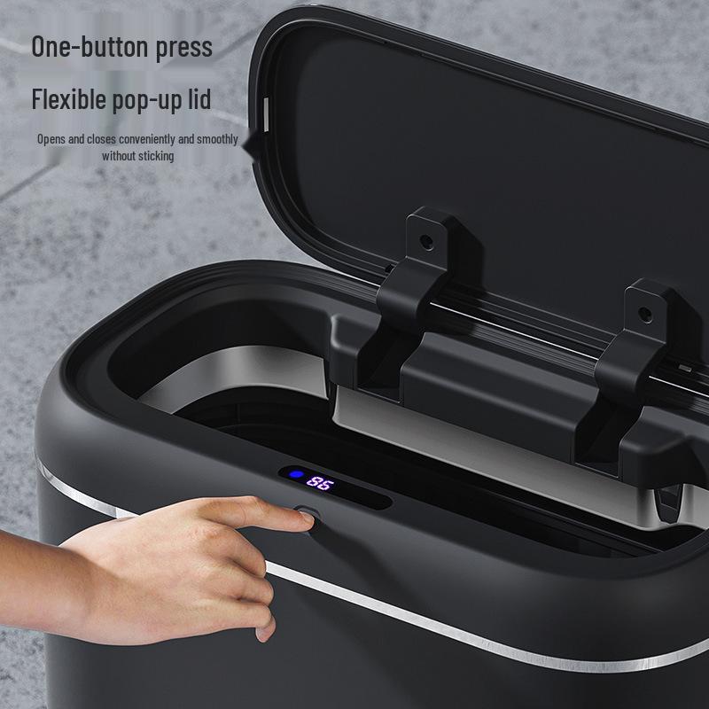 Crevice Smart Induction Trash Can: Multi-Scene, Low-Noise, Slow-Close, Waterproof, Odor-Proof Trash Bin.