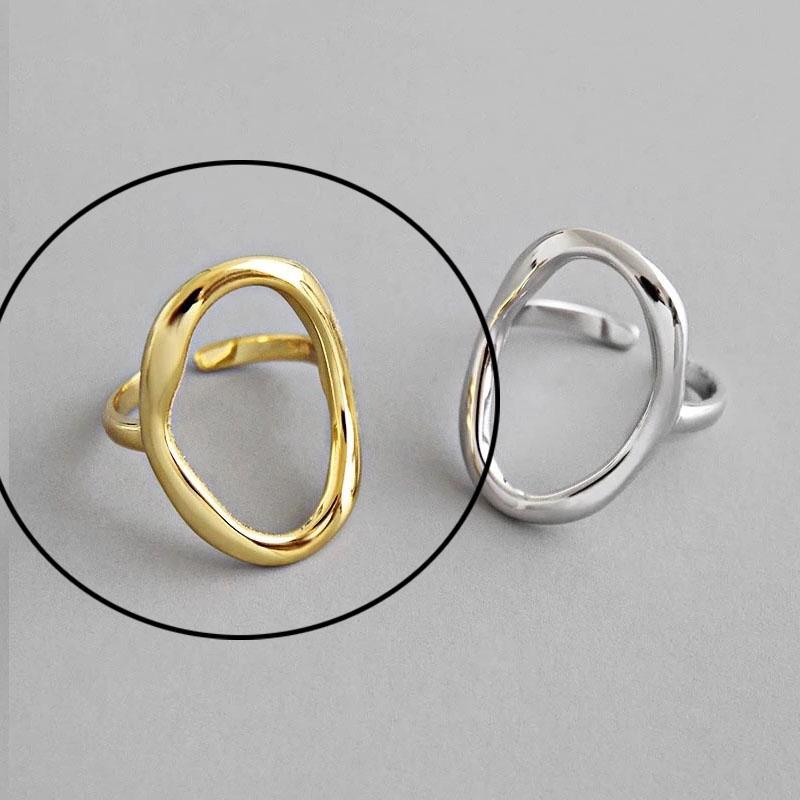 925 Silver Rings For Women Hollow Out Gold Color Temperament Personality Fashion Female Trendy Resizable Opening Rings