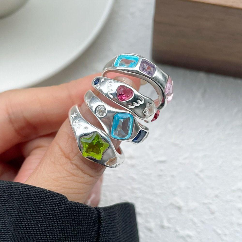 Minimalist Handmade Crystal Ring Irregular Shape Opal Ring Gemstone Ring Girls Gift
