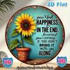 Vintage Sunflower Metal Wall Sign Inspirational Quote Rustic Turquoise Golden Aluminum Round Plaque Home Cafe Decor