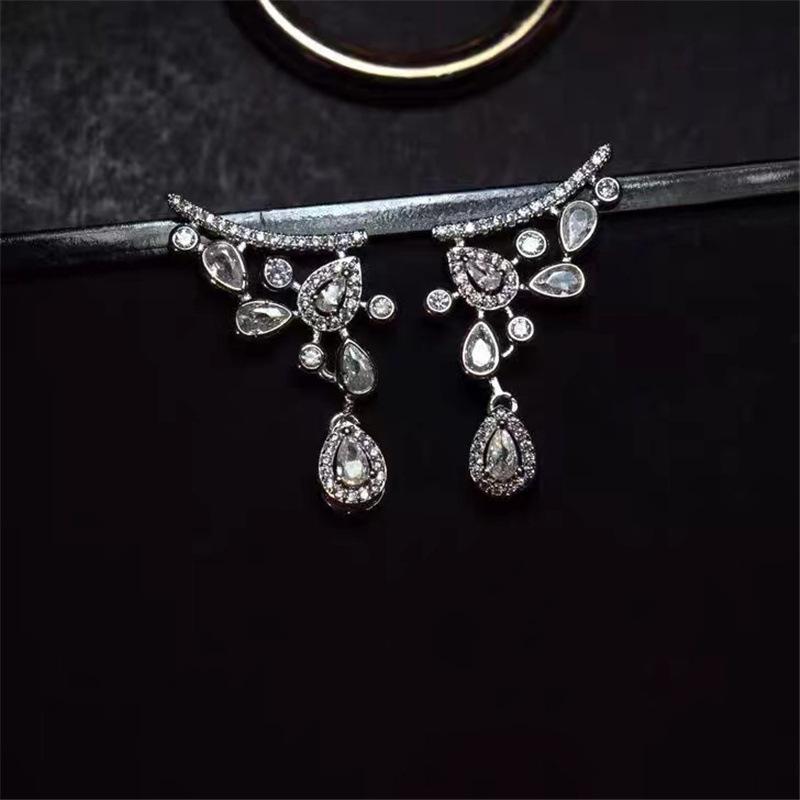 Elegant Diamond Water Drop Tassel Earrings - Light Luxury Fairy Versatile Style for Socialites