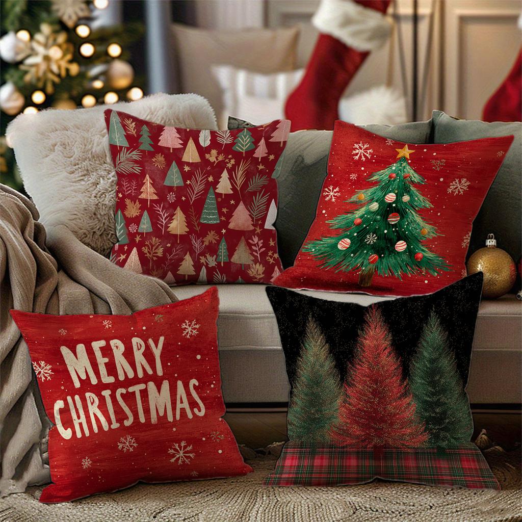 Christmas Tree Patterned PillowcaseSuitable for Sofa Car Bedroom Decorative Cushion Cover Pillow Cover