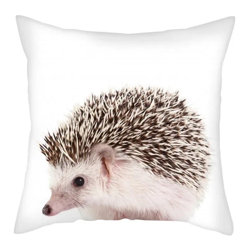Kleintier Foto Kissenbezug Niedlicher Igel Kissenbezug Bedruckte Dekokissenhülle für Zuhause Sofa Dekorative Kissen