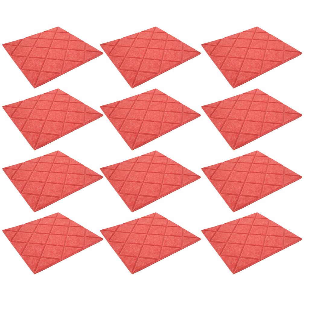 12Pcs Acoustic Panels Self Adhesive Red Sound Absorbing Dampening Panel for Office