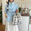 41 Large capacity lace butterfly canvas tote bag commute to work sundries sorting handbag