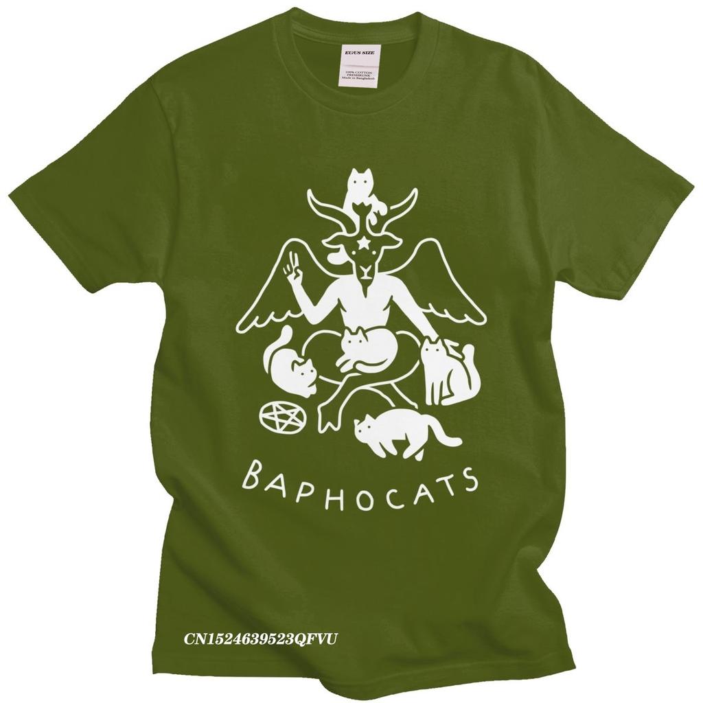 Novelty Baphocats Tshirt Oversized Soft Cotton TShirt Aesthetic Graphic Baphomet Satan Demon Occult Goat Harajuku Shirt Gift