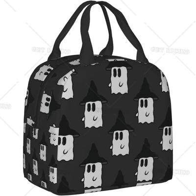 Cute Little Host with Hat Lunch Bag for Women Men Adult Kids Halloween Insulated Reusable Lunch Box with Pocket for Work, Picnic