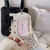 Lace Photocard Holder INS Style Silver PU Transparent Student ID Card Cover Case with Keychains DIY Bow Ribbon Decor