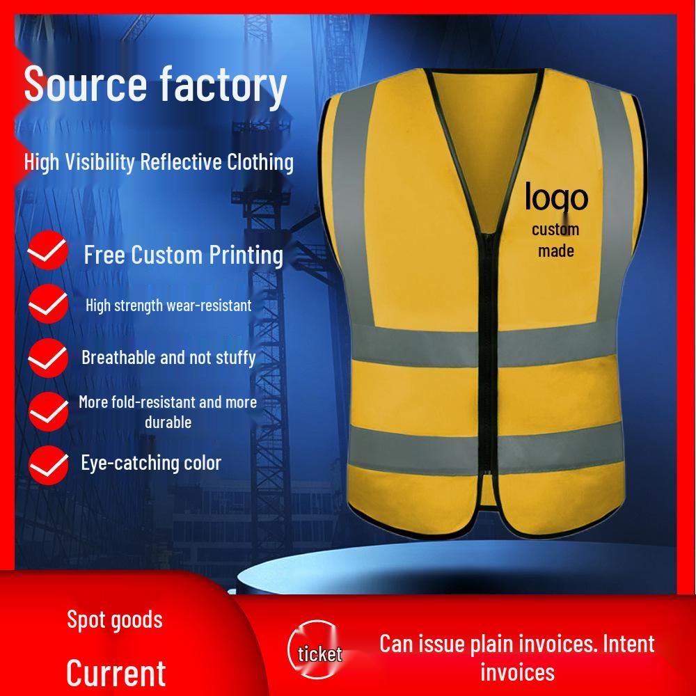 JD Fluorescent Reflective Safety Vest for Construction and Traffic, Customizable Text Option