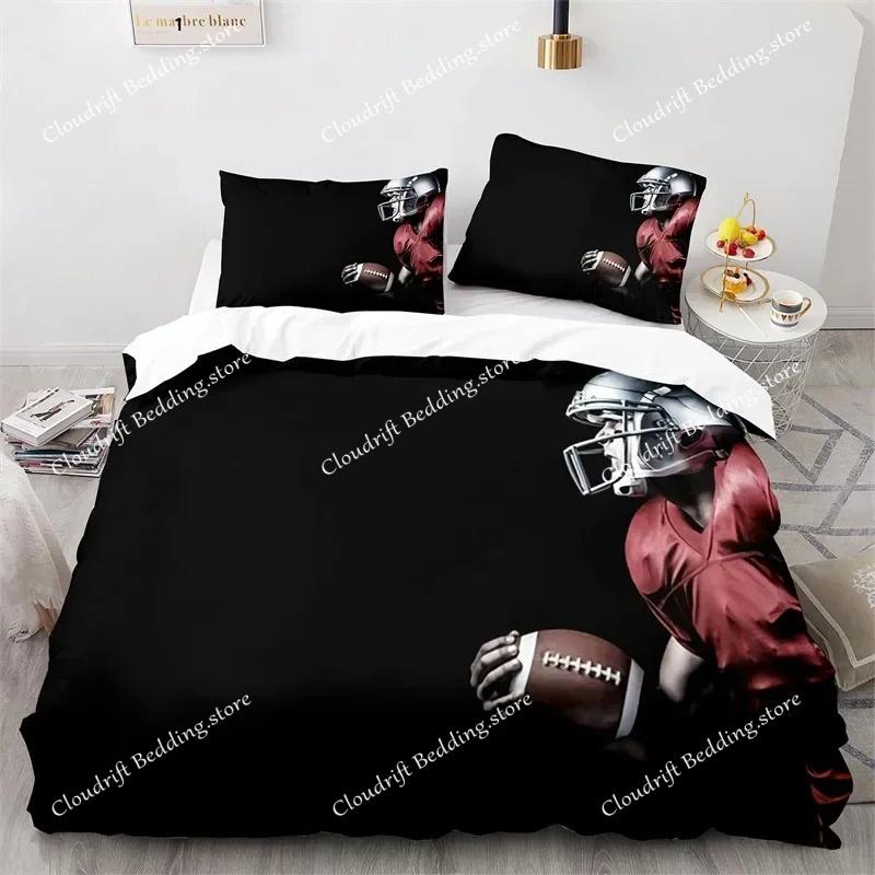 Sport Bettbezug Set American Football Spieler Bettwäsche Set für Jungen Mädchen Kinder Weicher Ballsport Steppdeckenbezug mit Kissenbezügen