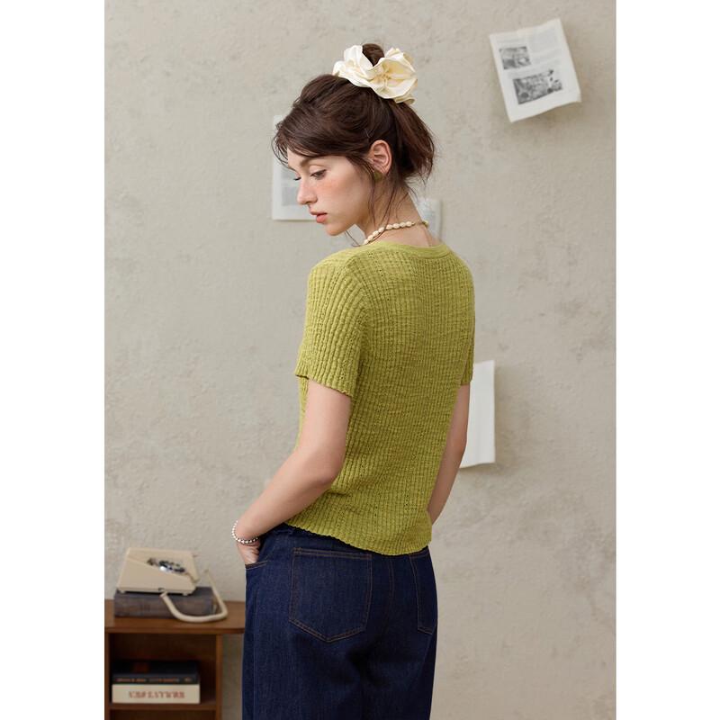 Women's Slim Fit Round Neck Knit Cardigan