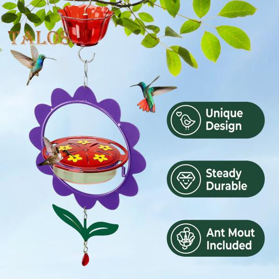 Venkovní závěsné krmítko pro kolibříky s květinovým designem Krmítko s nektarem pro volně žijící ptáky s mravenčím příkopem pro výzdobu zahradního dvorku