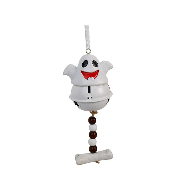 Ghostly Resin Aeolian Bell Ornament Halloween Bell Hanging Decorations For Door Entryway Window Wall Holiday Decoration