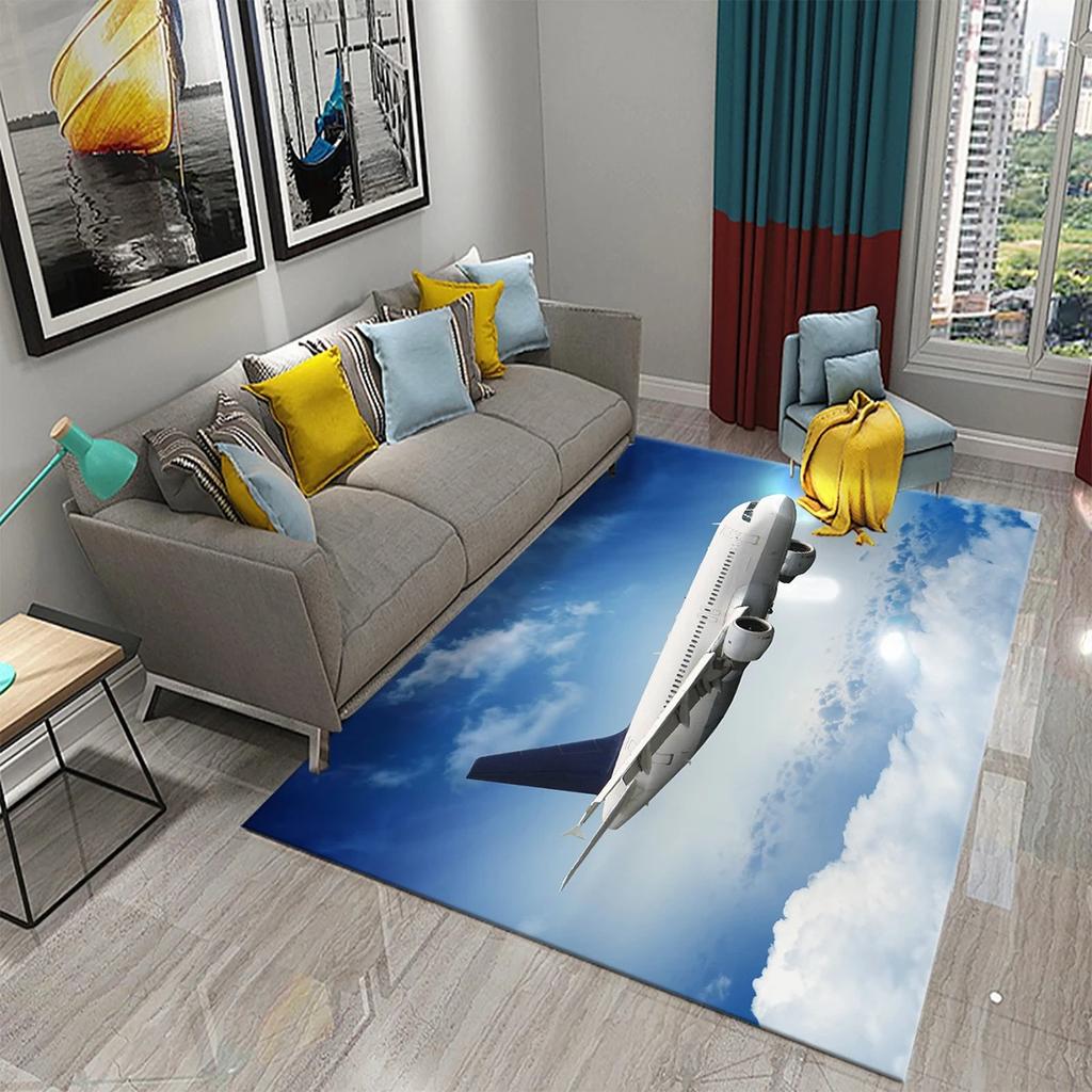Airplane Carpet Sky Sunset Scene Area Mat For Kitchen Bathroom Entrance Door Anti-Slip Absorbent Mat Teens Bedroom Home Decor