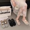 Flat Bottom Hollow Breathable Half Support with Skirt Sandals New Mesh Bag Head Half Slippers Women's Summer Wear