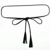 Leather Designer Braid Waist Belt With Tassel