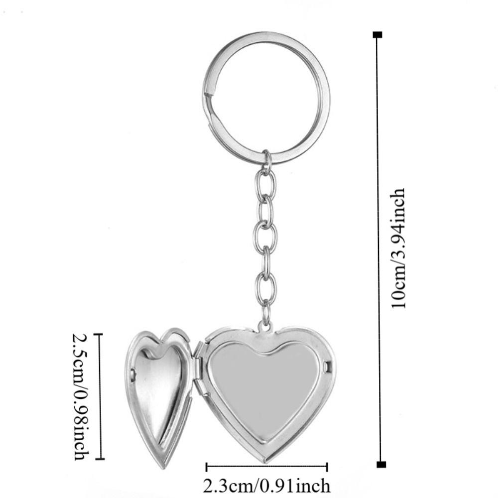 2Pcs Bag Hanging Photo Hold Keyring DIY Stainless Steel Keychain Funny Heart Album Keychain Gifts