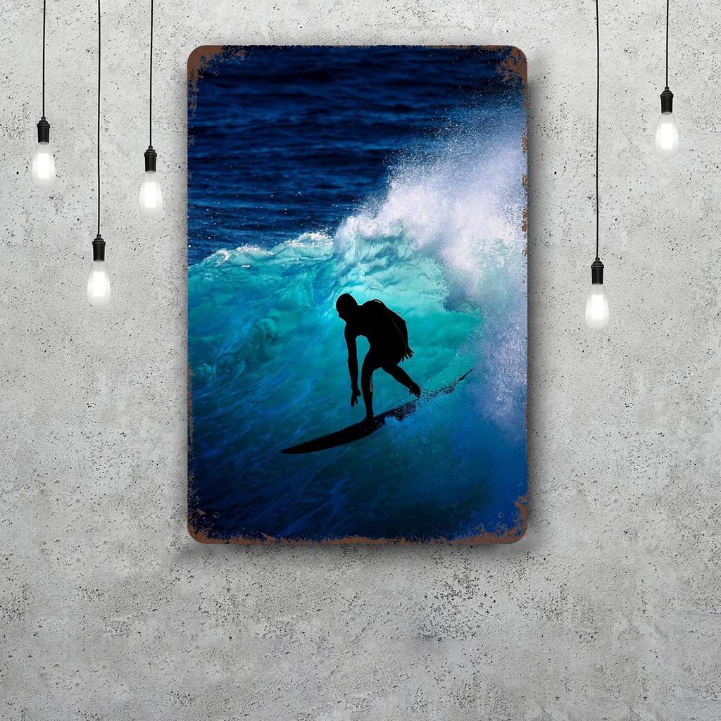 surfing Vintage Metal Tin Signs Posters Decor Retro Metal Plaque Wall Art Decor for Garage Bar