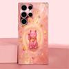 Pink Money Cat PhoneCase for Samsung Galaxy S26 S25 S24 S23 S22 FE Ultra Plus Built-in glass feel bare machine Women's style