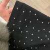Women's High Waist Black Polka Dot Floral Wide-Leg Trousers with Velvet Lining - Autumn/Winter