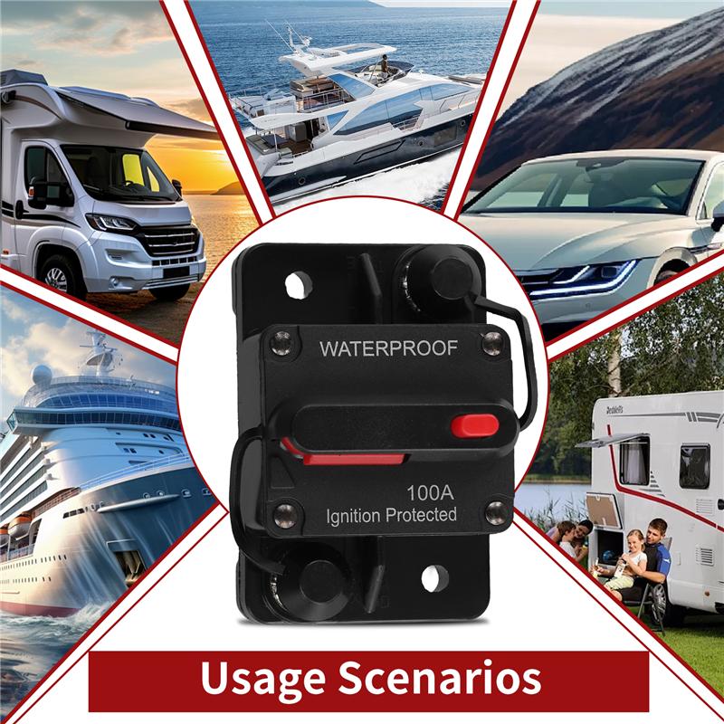 M63K-Waterproof Circuit Breaker,With Manual Reset,12V-48V DC,For Car Marine Trolling Motors Boat Power Protect