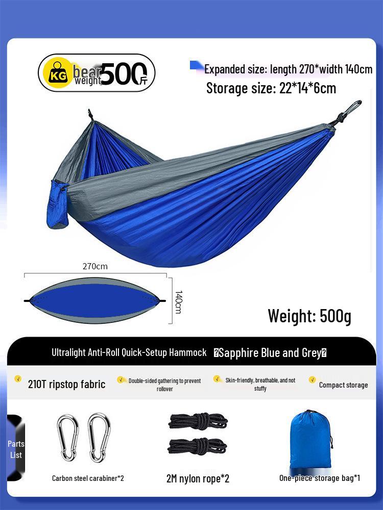 Portable Nisi Fabric Anti-Rollover Hammock for Camping and Travel