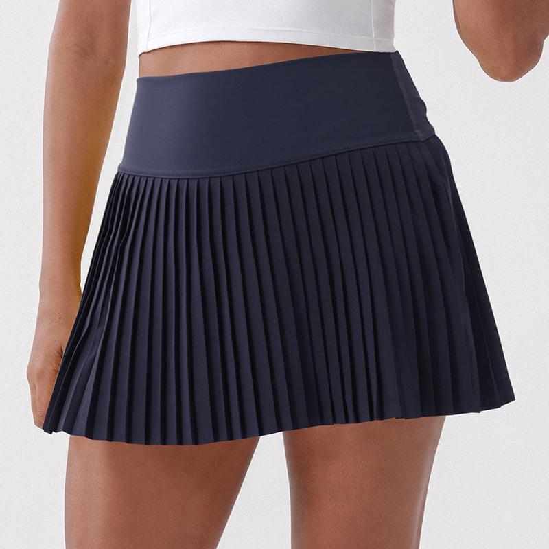

Женская плиссированная теннисная юбка-шорты с эффектом «обнажённости»: Летняя йога, гольф и фитнес Large темно-синий