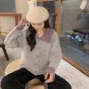 Autumn contrasting knitted cardigan women's sweet lace loose and thin top jacket women's clothing