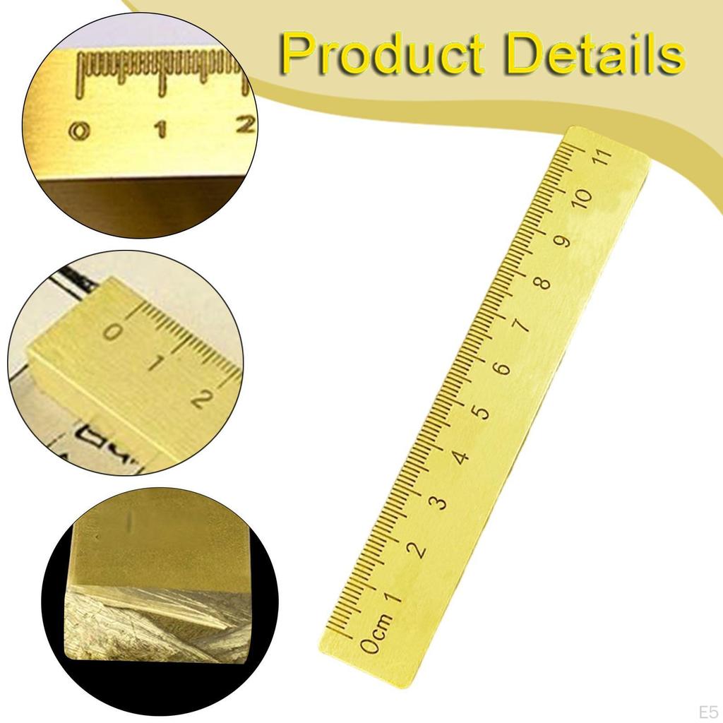 Brass Ruler Paperweight Bookmark Compact Calligraphy Practice Supplies Measuring for Drawing