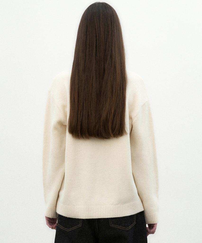 Nigaennikol [Essential] Classical Soft V Sweater_Cream