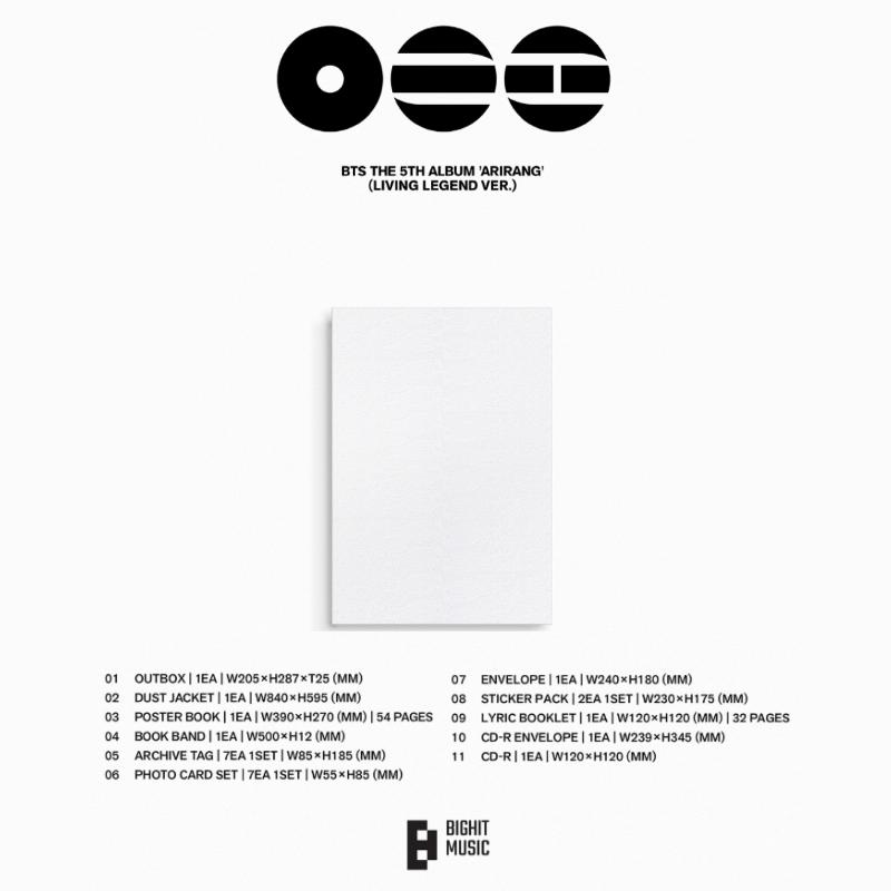 [VORBESTELLUNG] BTS – ARIRANG 5. Studioalbum Set (2 Versionen) + Legendäre Version. + Weverse-Alben Ver.