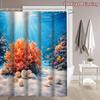 4Pcs 2D Flat Underwater Reef Shower Curtain Set with Non-Slip Bath Mat, Toilet Lid Cover, Contour Rug & 12 Hooks, Bathroom Decor