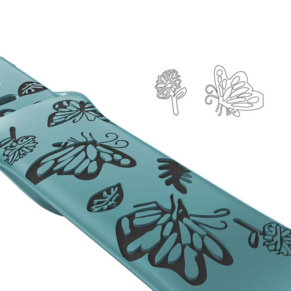 Dla Apple Watch Series 10/9/8/7/Ultra 2/SE 2 Silikonowy Pasek z Rzeźbioną Klamrą Motylkową