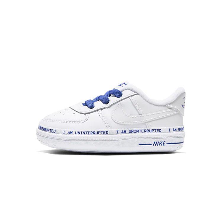 Nike Air Force 1 07 Crib Skateboard Shoes White Blue Infant And Toddler CQ4564-100
