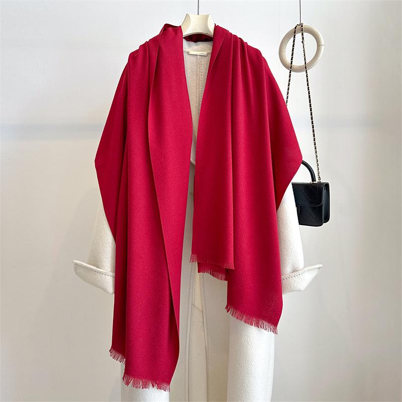 Luxury Winter Cashmere Scarf Women Solid Handkerchief Warm Pashmina Female Shawl Tassel Wrap Soft Pareo Bufanda Scarves Stole
