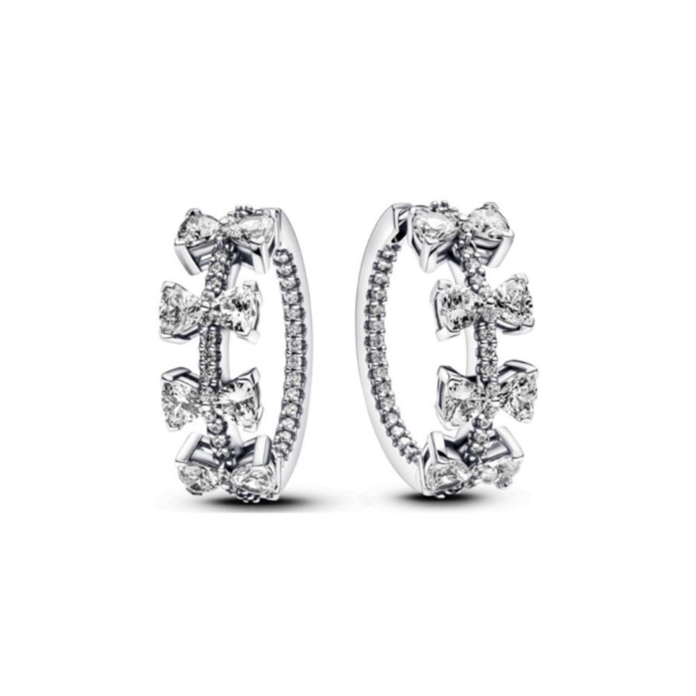 925 Silber Schleifenohrstecker mit Federn Blaue Blume Schmetterling Hochzeitsfeier Schmuck Geschenk für Frauen Modeaccessoire