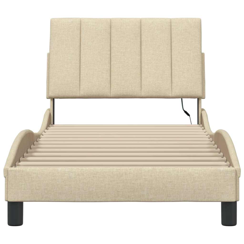 Bed Frame without Mattress  Hanko  Cream 80x200 cm Fabric