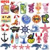 10pcs /Lots Cartoon Summer Surf Style Embroidered Fruit Drinks Patch Iron On Patches For Clothing Lobster Turtle Starfish Sew Diy 