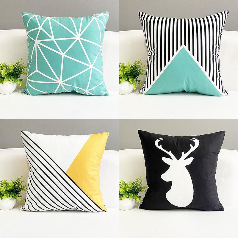 

Light blue green Mint Cushion Modern geometric print Bohemian decor simple clean living room bedroom home decor Pillowcase