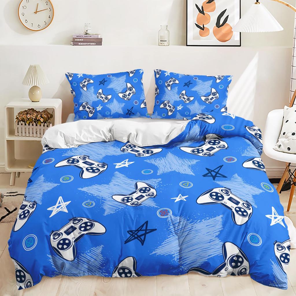 Kinder Jungen Gamer Bettwäsche Set King Queen Rosa Lila Gamer Bettbezug Modernes Gaming Polyester Bettdeckenbezug Spiel Steppdeckenbezug