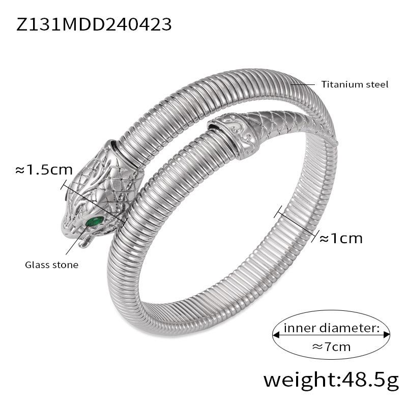18K Gold Plated Zirconia Inlaid Titanium Steel Snake Head Tail Chain Bracelet