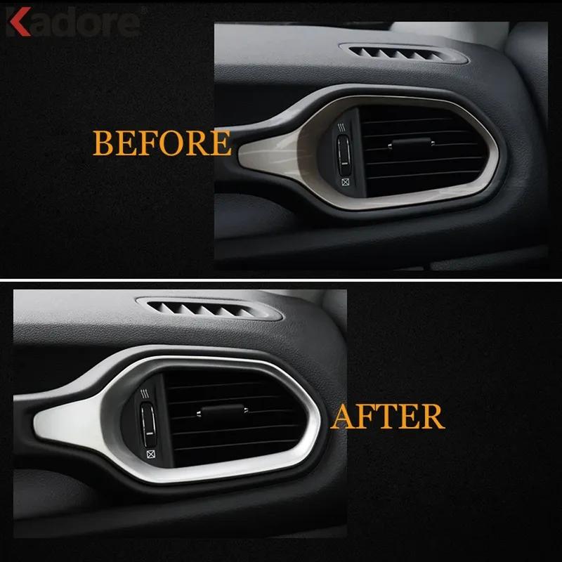 For Jeep Renegade 2014-   2024 2025 Matte Car Front Side Air Condition Vent Outlet Cover Trim Interior Accessories