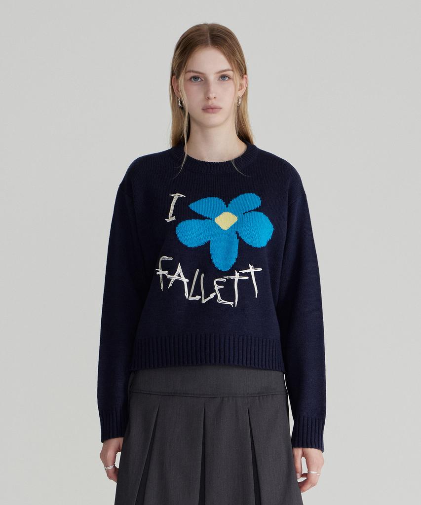 FALLETT Drawing Flower Knit Ivory